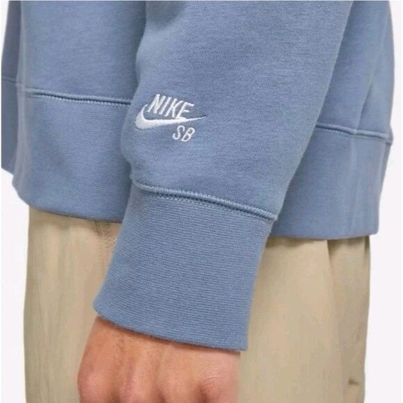 Nike SB Sweater Striped Patch Logo Indigo Crewneck Pullover Sweatshirt Mens XS - Picture 5 of 6